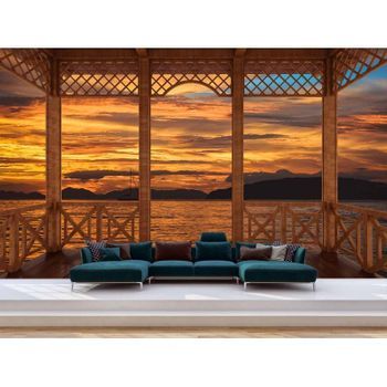 Fotomural Vinilo Paisaje Lago Atardecer 400 X 300 Cm
