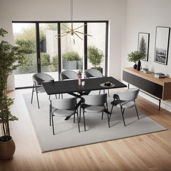 6 sillas de comedor de tejido acolchado 60 x 58 x 85 cm gris