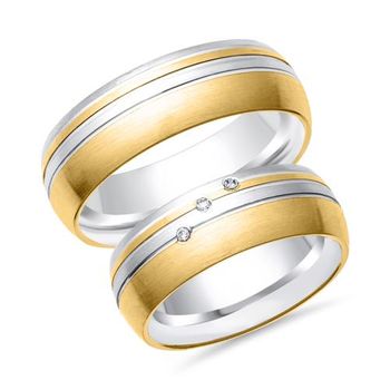 Alianzas 8 quilates oro amarillo-blanco 3 diamantes