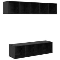conjunto de mueble de tv 4 piezas roble negro 37 x 37 x 1425 cm
