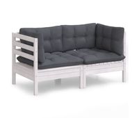 vidaxl sofa de jardin 2 plazas con cojines madera pino gris antracita