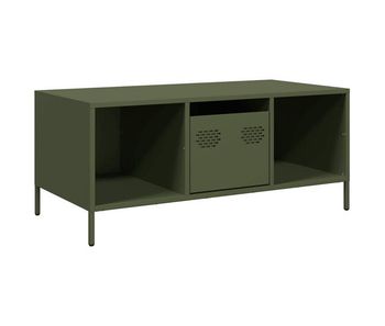 Mesa de café - mesa de centro acero laminado frío verde oliva 101,5x50x43,5 cm