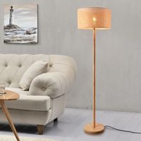 lampara de pie rochdale 1xe27 60 w maderaratan 154 x o 40 cm naturalmarron amarillento luxpro
