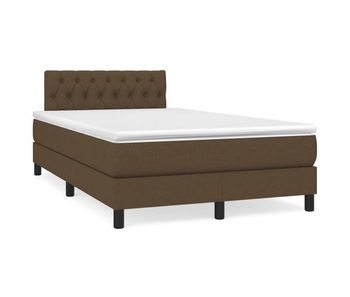 Cama box spring con colchón tela marrón oscuro 120x200 cm diseño de botones