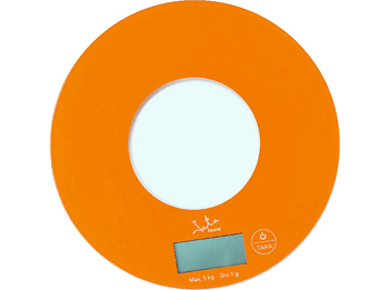 Balanza de cocina - Jata Hogar 722 P, Peso máximo 5Kg, Escala medición 1g, Display LCD 4 digitos, Naranja