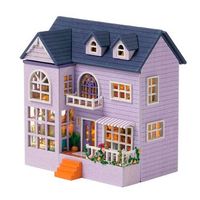 mansion de la felicidad maqueta 3d con diseno de panel de puerta abierta realista con gran detalle y luces led 89x75x98 cm color lila