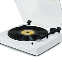 thomson tt351 - tocadiscos 2 velocidades 3345 rpm transmision por correa retorno automatico cabezal at3600l blanco