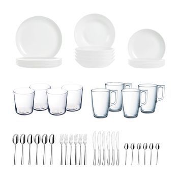 44 Piezas - 4 Personas Luminarc Apartamento - Blanco Apto Microondas