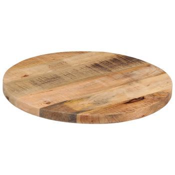 Tablero De Mesa | Tablero Escritorio Redondo Madera Maciza Mango Rugosa Ø 60x3,8 Cm