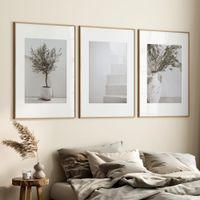 set de 3 cuadros 159 marco premium chapado en roble 30x40 cm