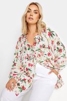 yours blusa blanca floral con pasamaneria ganchillo mujer curvy y tallas grandes yours
