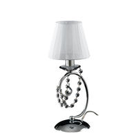 lampara de mesa magda de hierro cromado 1 luz con pantalla h27 o13 bl146-lt-cr-par