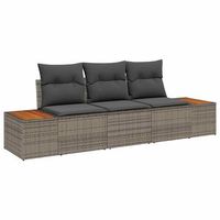 conjunto de sofa de jardin con cojin 3 piezas  mueble de jardin gris ratan sintetico
