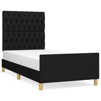 Estructura De Cama Sin Colchón Tela Negro 90x190 Cm Vidaxl
