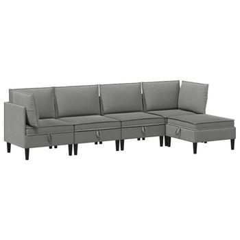 Juego De Muebles De Salón 5 Uds. Gris Oscuro Tela Vidaxl
