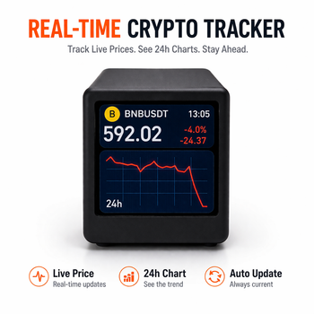 Mini Pantalla de Criptomonedas con WiFi |   Herramienta para rastrear en tiempo real el precio de Bitcoin y Ethereum. |   Gadget de ticker de criptomonedas para escritorio |   Monitor de Mercado