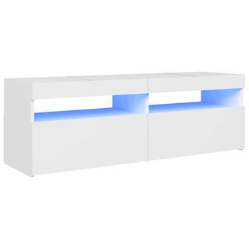 Mueble Tv | Mueble De Salón | Armario Tv Con Luces Led Blanco 120x35x40 Cm