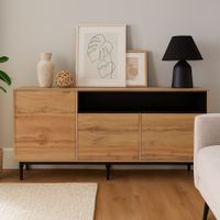 vitrina moderna de madera natural con almacenamiento