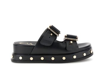 sandalias estilo monk con tachuelas en piel efecto becerro black