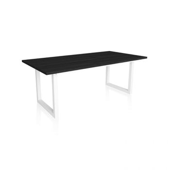 Mesa de comedor fija con patas metálicas 90x194 cm negro blanco