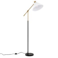 costway lampara de pie 157cm con altura y angulo ajustables metal pantalla tela base estable interruptor para salon dormitorio oficina sin bombilla
