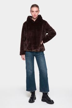 sudadera efecto pelo dark brown