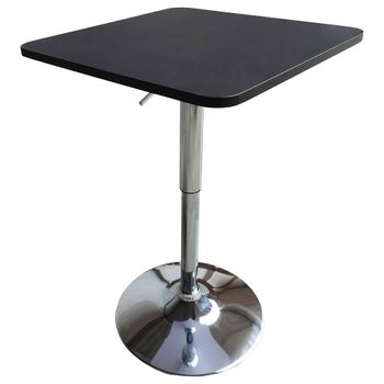 Mesa de bar negra cuadrada y cromada