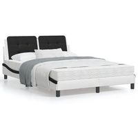 cama matrimonial  cama para adultos  estructura cama cabecero cuero sintetico blanco negro 120x200cm cfw94095