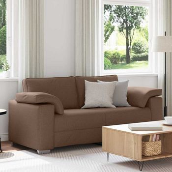 Vidaxl Sofá De Dos Plazas Marrón 180 Cm Tela
