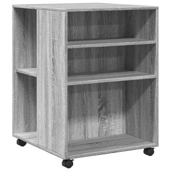 Mesa Auxiliar，mesa De Centro，mesita De Centro Ruedas Madera Ingeniería Gris Sonoma 55x60x78 Cm
