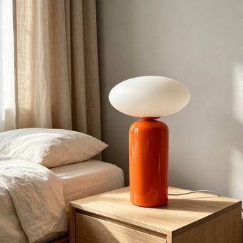 Lámpara De Mesa Interior De Cerámica Y Vidrio, Ø25cm, Naranja