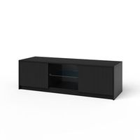mueble de tv budapest negro en melamina y mdf acanalado