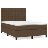 cama box spring con colchon tela marron oscuro 140x200 cm vidaxl