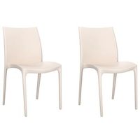 pack 2 uds sillas de jardin  silla de exterior  sillon polipropileno color crema 50x46x80 cm