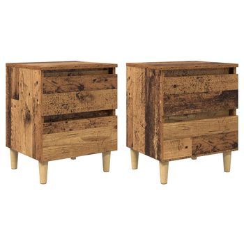 Mesita De Noche 2 Uds - Mueble Dormitorio - Madera Contrachapada - Madera Vieja (40x35x50cm)