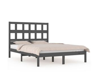 Estructura de cama de madera maciza de pino gris 200x200 cm