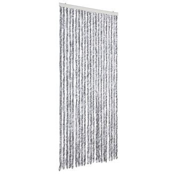 Cortina Mosquitera De Chenilla Blanca Y Gris 90x220 Cm Vidaxl
