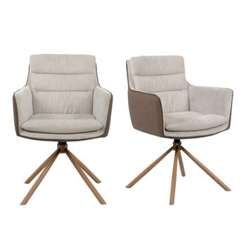 Juego de 2 sillas beige y decoración de madera - l63 cm