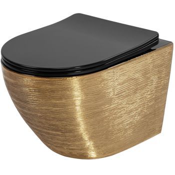 Taza De Inodoro Wc Rea Carlo Mini Tornado Black/brushed Gold