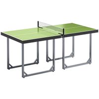 homcommesa de ping-pong plegable con red y marco de acero facil de transportar para interior y exterior 182x91x76 cm verde