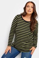 yours top algodon de rayas caqui mujer curvy y tallas grandes yours