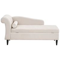 chaise longue tapizado en terciopelo beige con almacenamiento version izquierda luiro