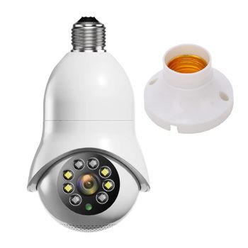 FGNS Cámara 2.4GHz Y 5G WiFi Bombilla, Camara de Bombilla Vigilancia WiFi Interior  360 Grados IP Camaras 1080P, Visión nocturna Inteligente en Colo, Audio Bidireccional,Control Remoto,Detección de