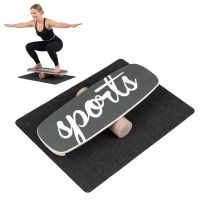 costway tabla de equilibrio de madera con rodillo de corcho superficie antideslizante topes para surf ninos adultos carga 100kg negro