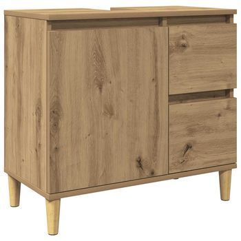 Armario Lavabo Baño | Mueble De Baño Madera Ingeniería Roble Artisan 65x33x60 Cm