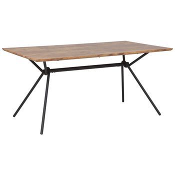 Mesa De Comedor Industrial Moderna Tablero De Mdf Madera Oscura Patas De Metal 160 X 90 Cm Amsterdam