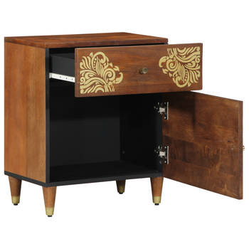 Mesa De Noche | Mesilla De Noche | Cabinete De Noche Marrón Miel Madera Maciza 50 X 33 X 60 Cm Duradera Cfw26140