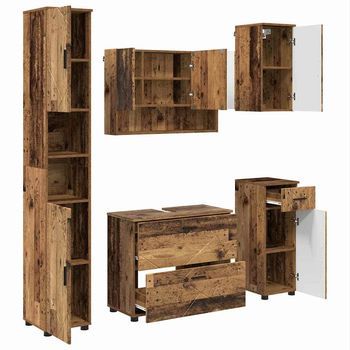 Juego De Muebles De Baño 5 Uds. Madera Vieja 35 X 30 X 192 Cm Vidaxl
