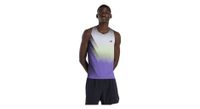 camiseta sin mangas new balance race day ultra light printed violeta amarillo hombre