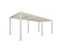 pergola bioclimatica 3x6m de aluminio y acero con lamas orientables beige - 574x292x231 cm
